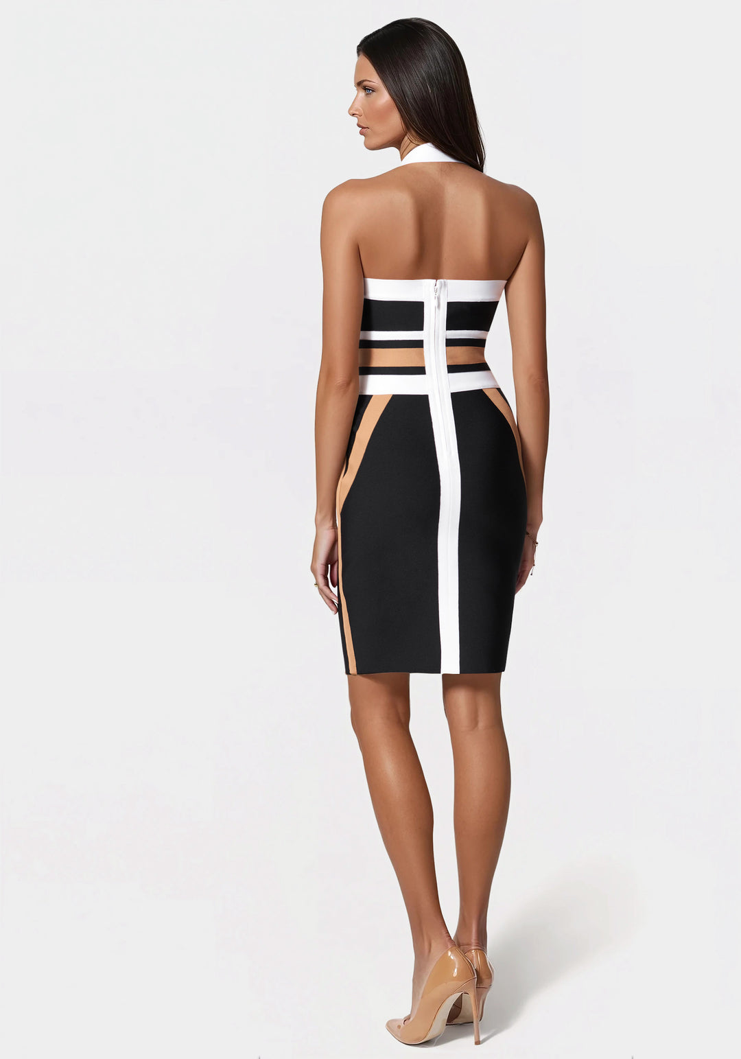 Bebe Women's Halter Neck Bandage Dress, Size Xs Polyester/Elastane Bebe Women's Halter Neck Bandage Dress, Size Xs Polyester/Elastane