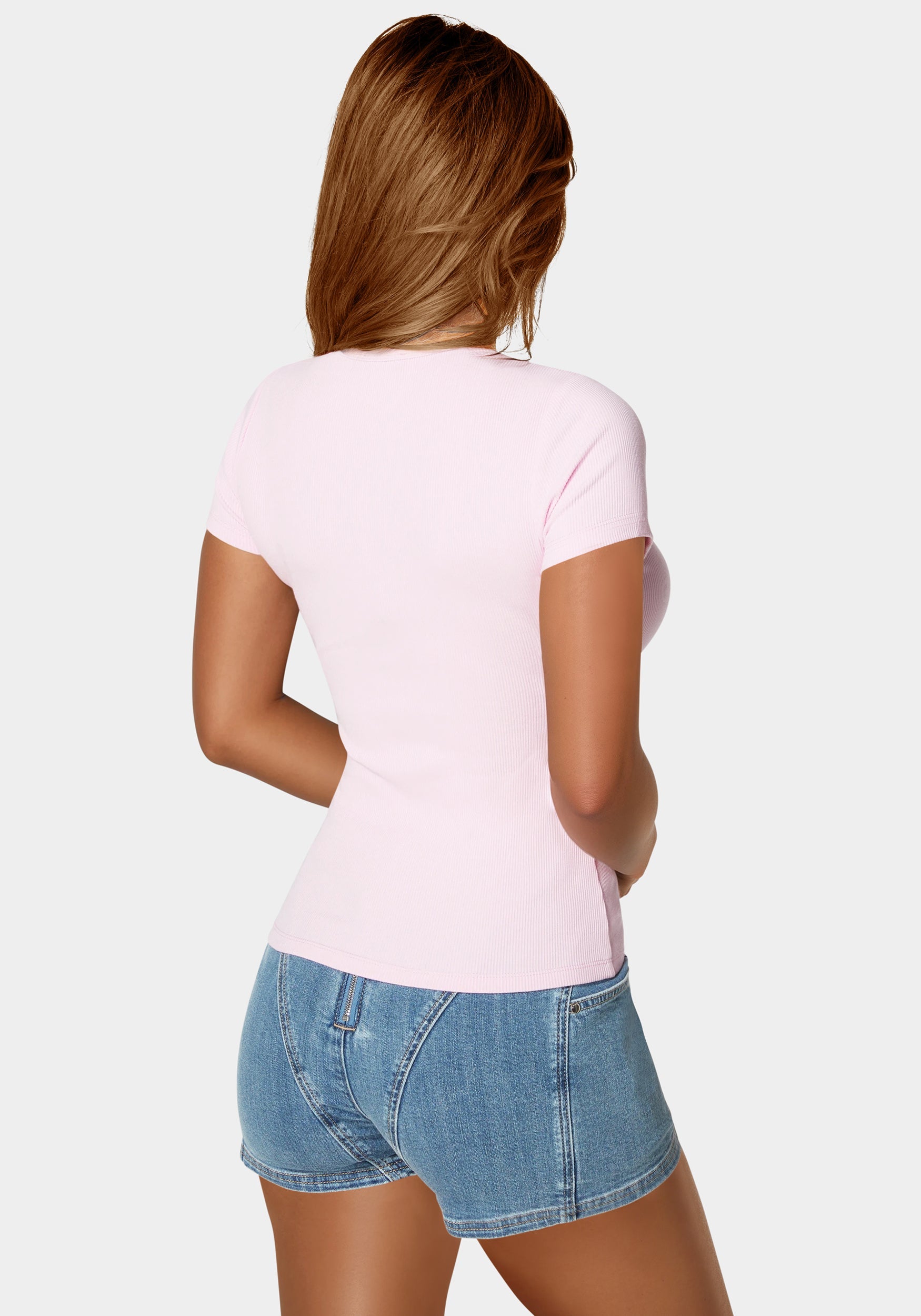Bebe Logo Short Sleeve Round Neck Rib Top – bebe