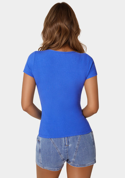 ◆♡bebe♡◆ Bebe Logo Short Sleeve Round Neck Rib Top | bebe