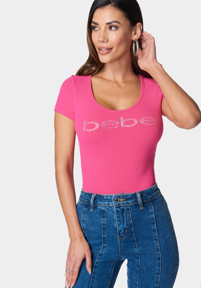 トップス Bebe ribbon tops Bebe Ribbed Rhinestone Bling Logo Tank Top Stretchy Jet