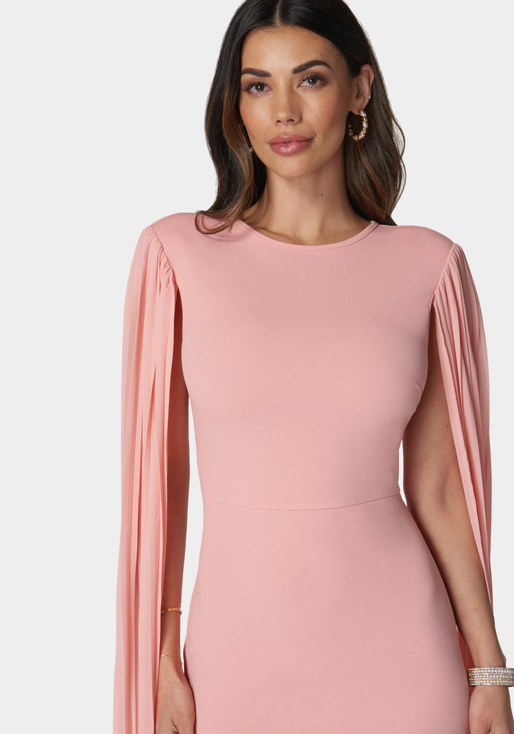 Cape Sleeve Midi Dress