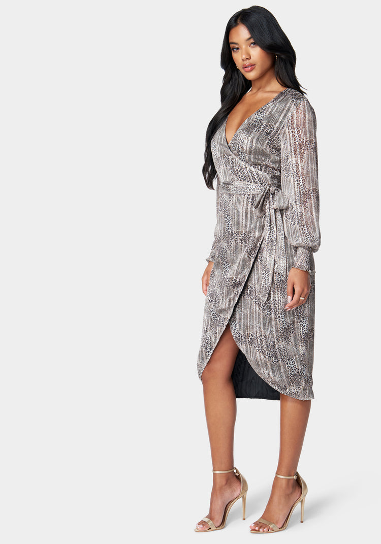 Sparkle Wrap Dress | bebe