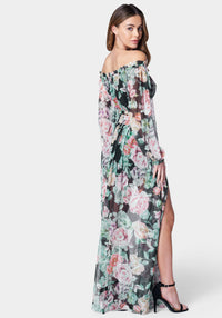 Printed Mesh Two Piece Dress