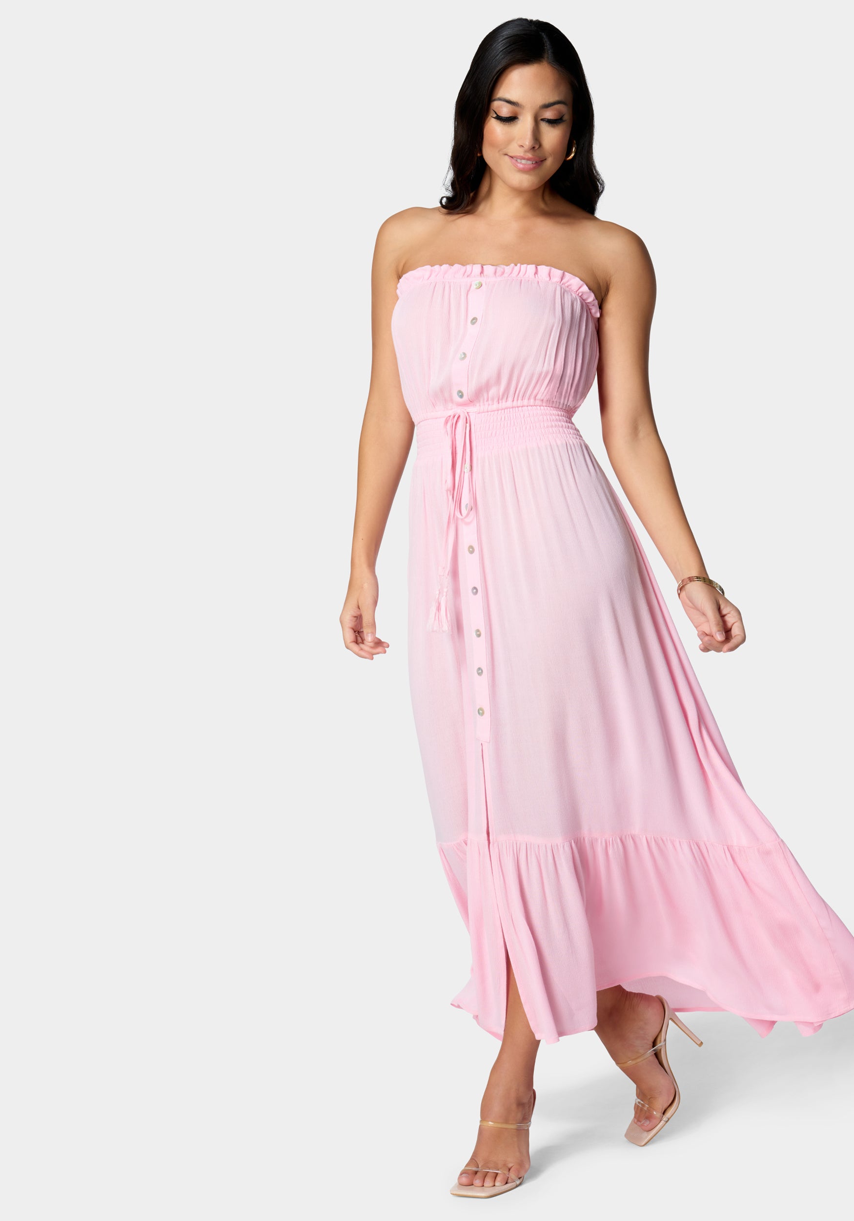 bebe pink maxi dress Bebe Women's High Low Halter Dress - White