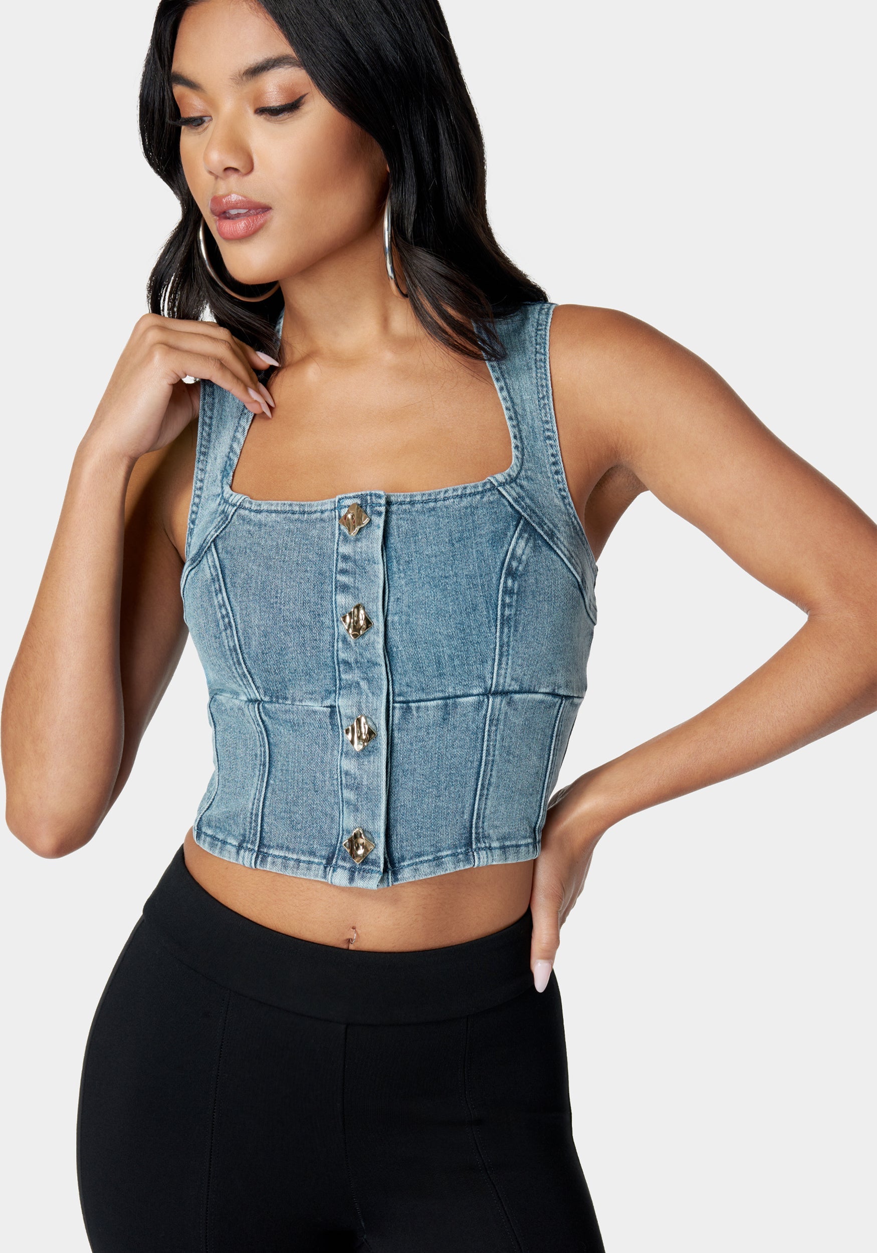 Button Down Denim Top