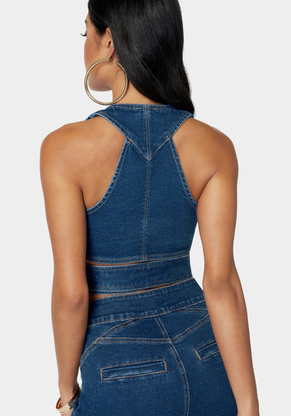 ♡bebe♡ Wrap Denim Top | bebe