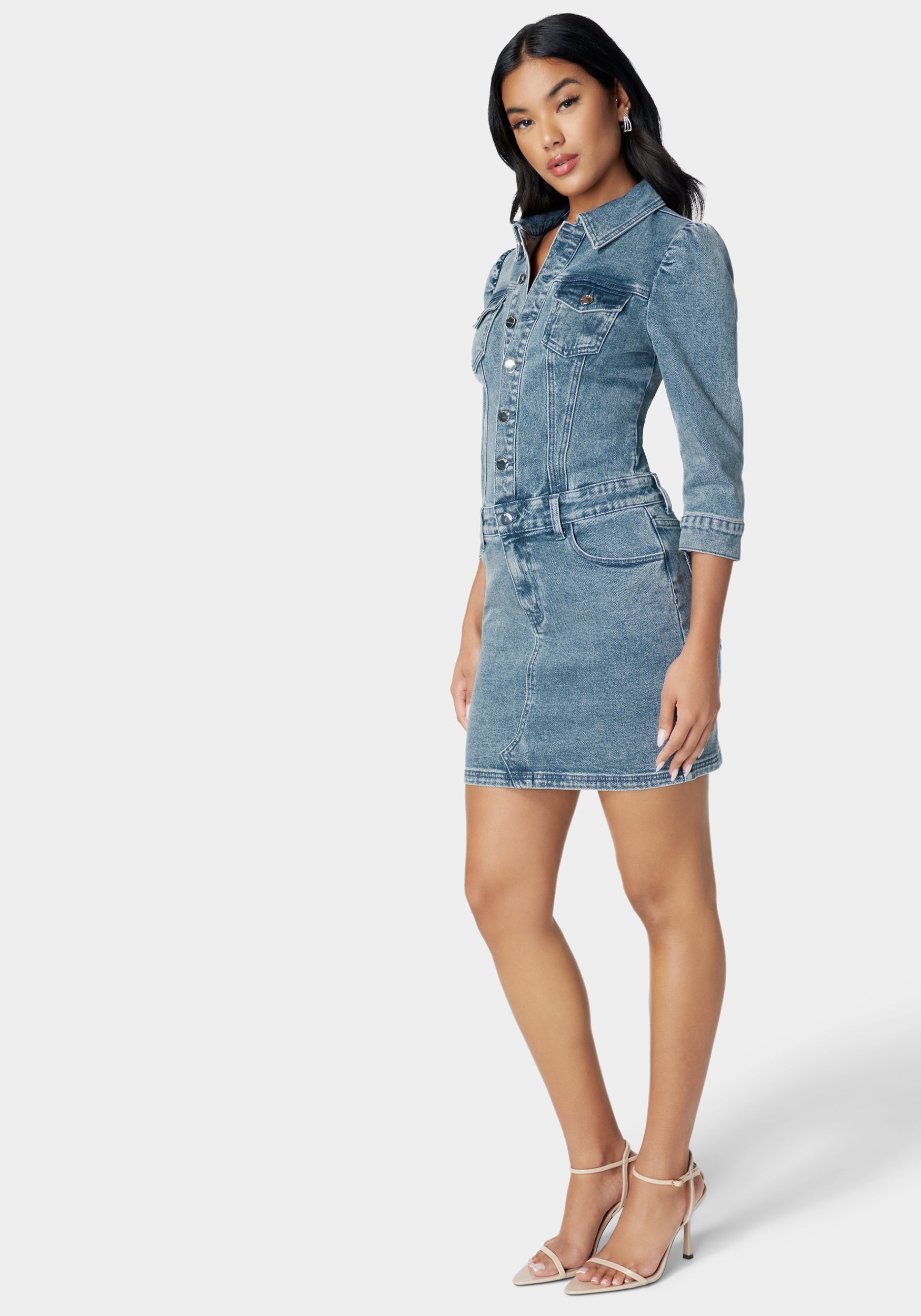 US TOGETHER Drop Waist Denim Dress main image 1