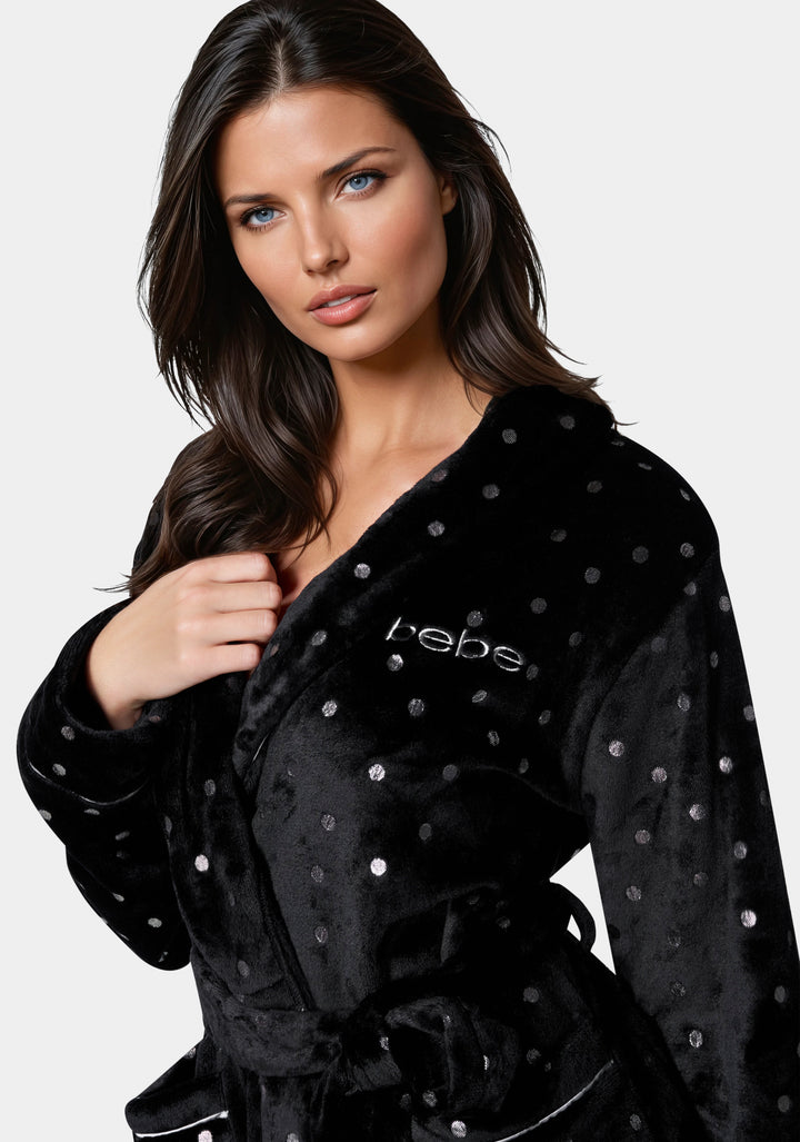 Other View-Sliver Foil Plush Robe-Black
