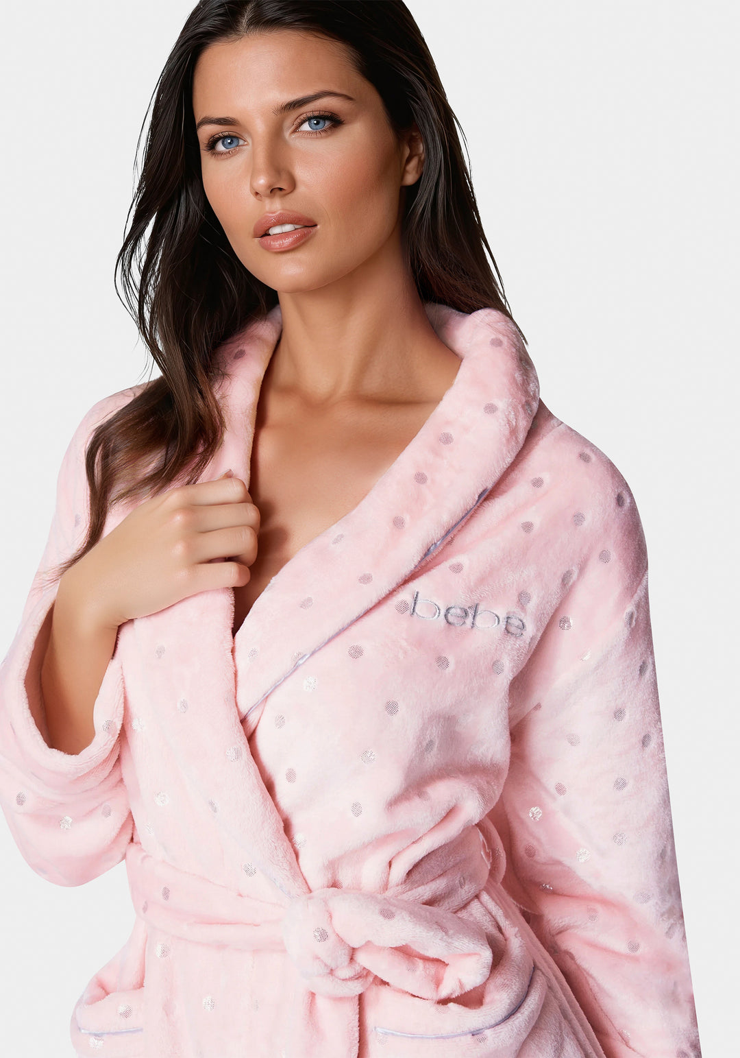 Other View-Sliver Foil Plush Robe-Light Pink