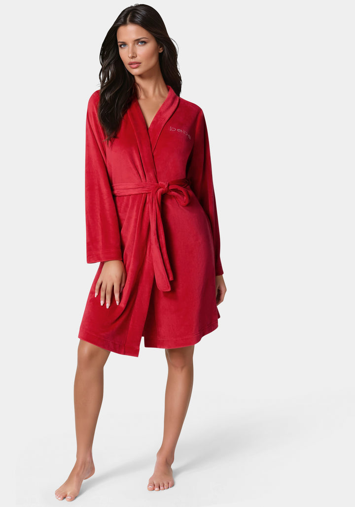 Front View-Velour with Rhinestones Robe-Red