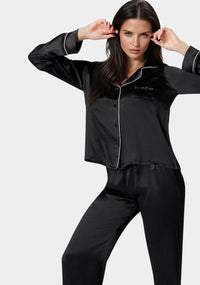 Other View-Luxury Textured Charmeuse Pajama Set-Black
