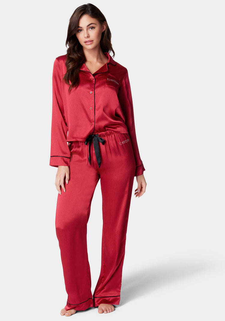 Luxury Textured Charmeuse Pajama Set | bebe