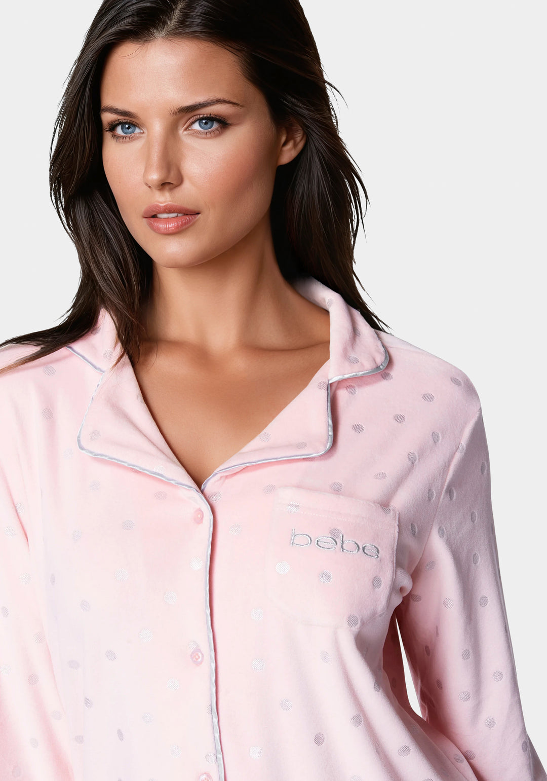 Other View-Silver Foil Plush Pajama Set-Light Pink