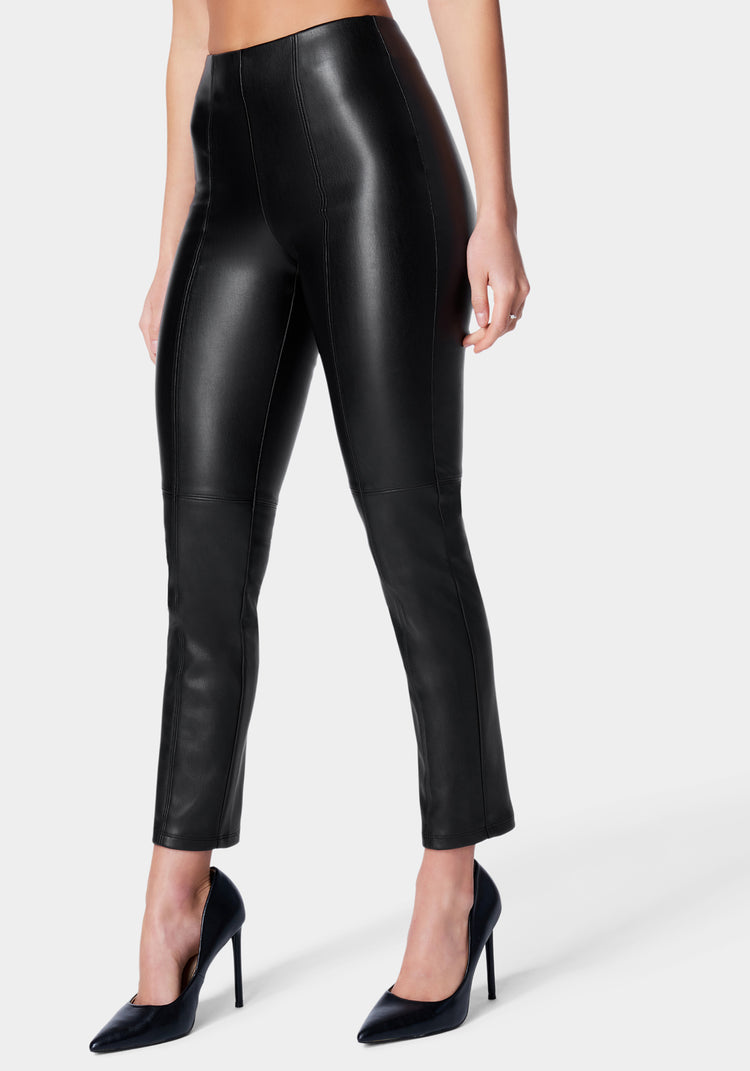 Vegan Leather High Waist Slim Leg Pant bebe
