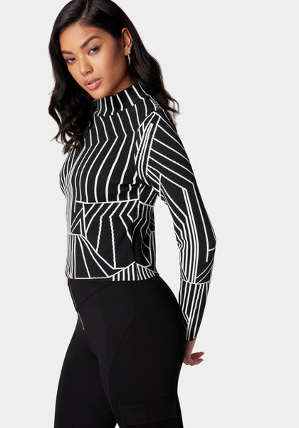 Abstract Jacquard Mock Neck Sweater | bebe