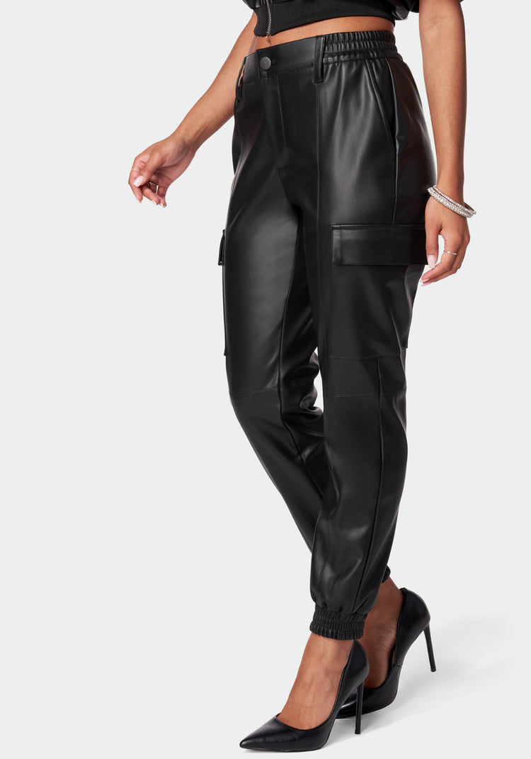 Vegan Leather Cargo Pocket Jogger bebe