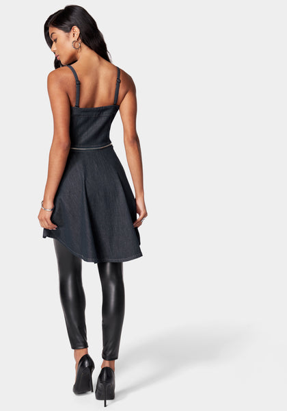 Removable Peplum Zip Front Denim Bustier | bebe