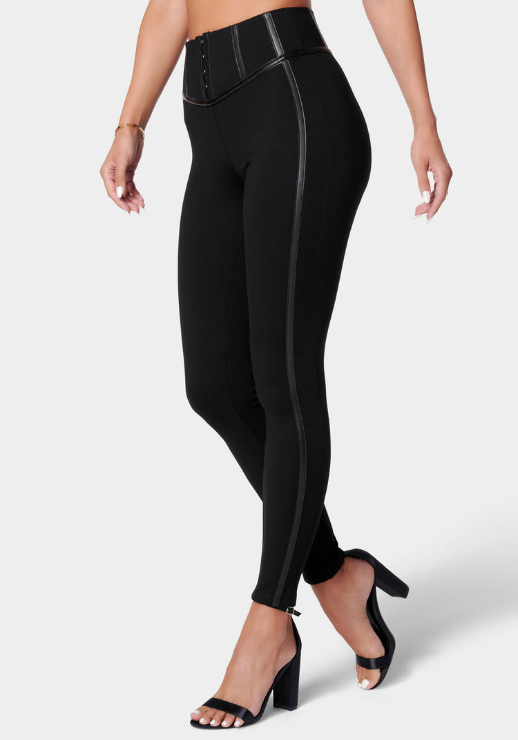 Vegan Leather Trim Pdr Legging bebe
