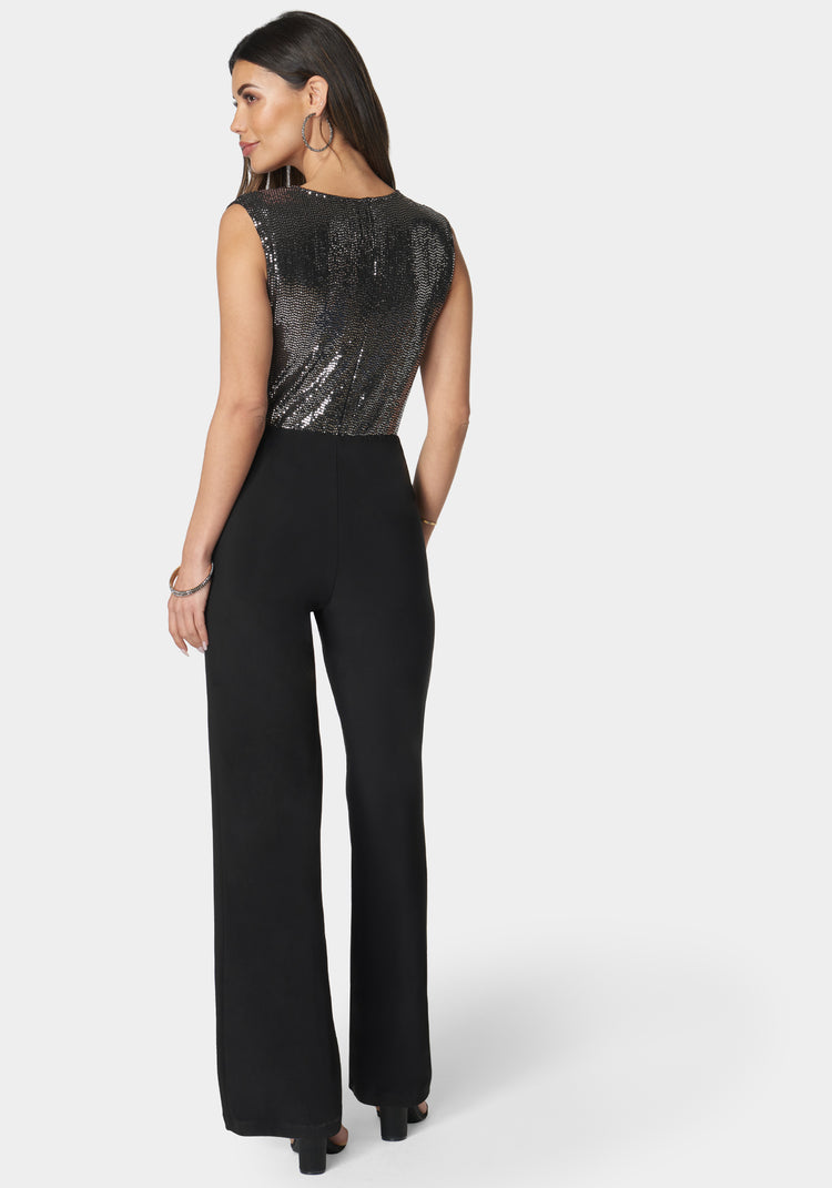 Disco Dot Wrap Tie Jumpsuit