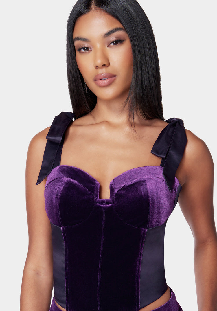 Satin Combo Velour Bustier Top bebe