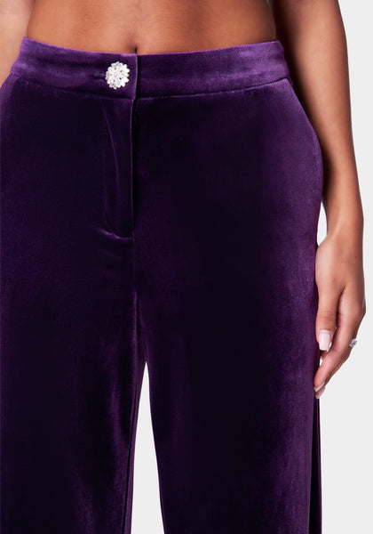 High Waist Wide Leg Velour Pant