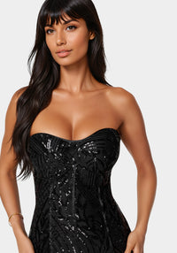 Other View-Sequin Feather Gown-Black/Nude