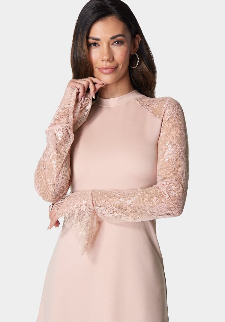 Lace Bell Sleeve Cutout Dress