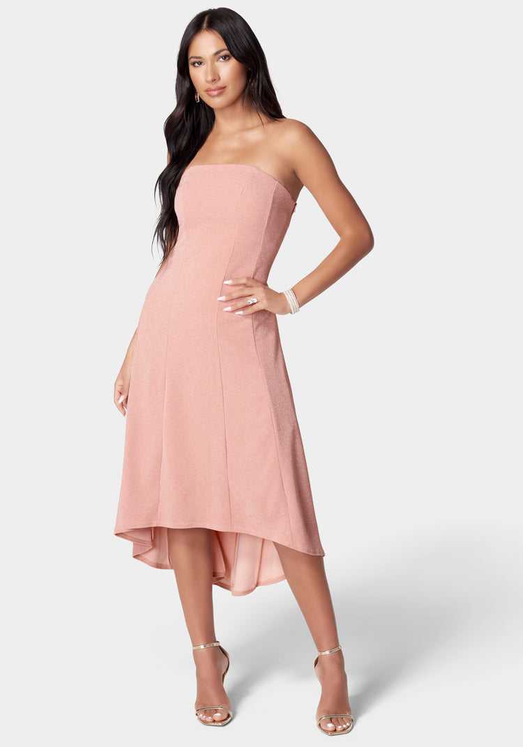 Strapless Midi Flare Dress