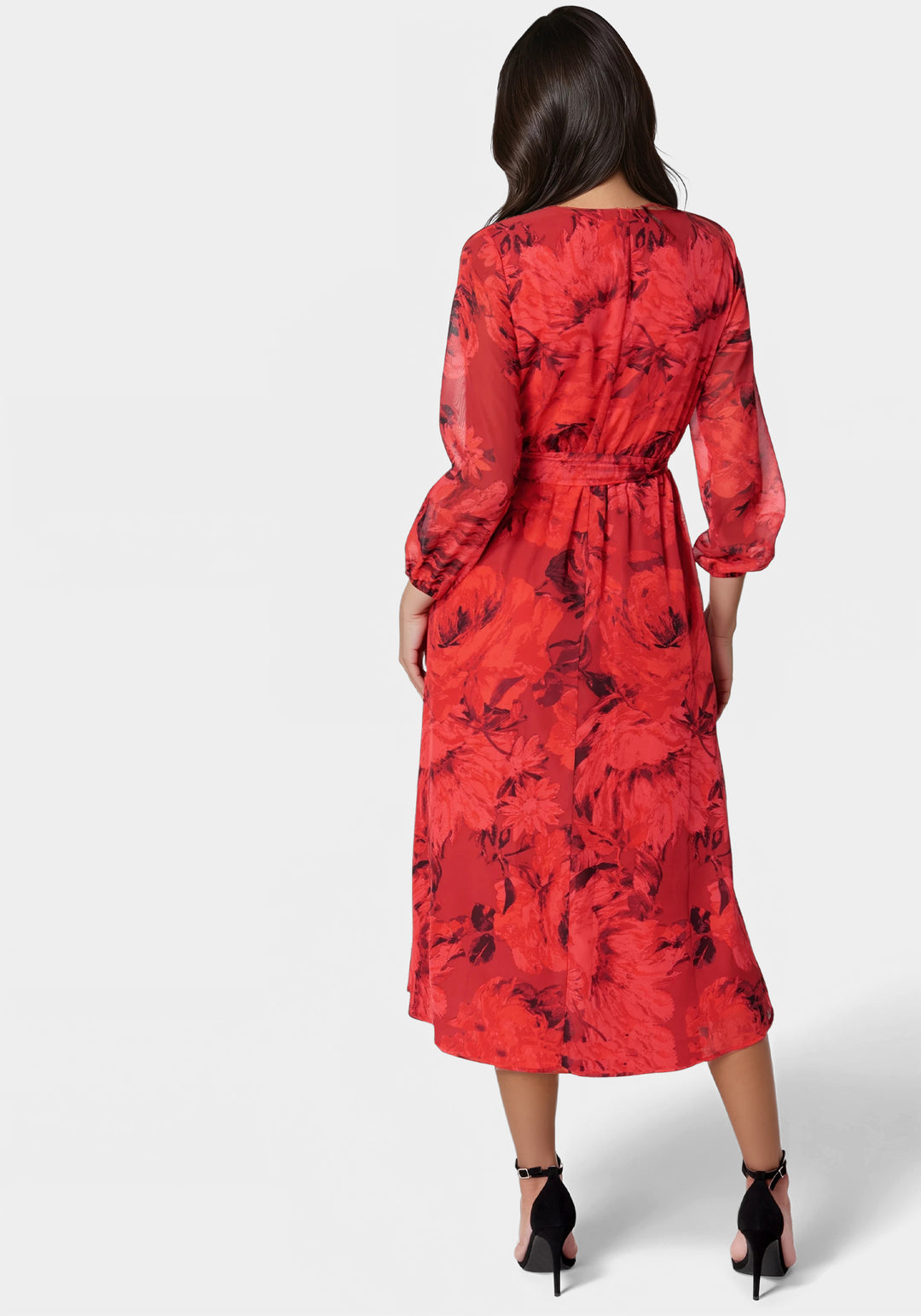 Bebe Women's Print Wrap Midi Dress - Red Bebe Women's Print Wrap Midi Dress - Red