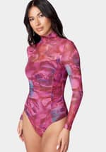 Printed Ruched Bodysuit