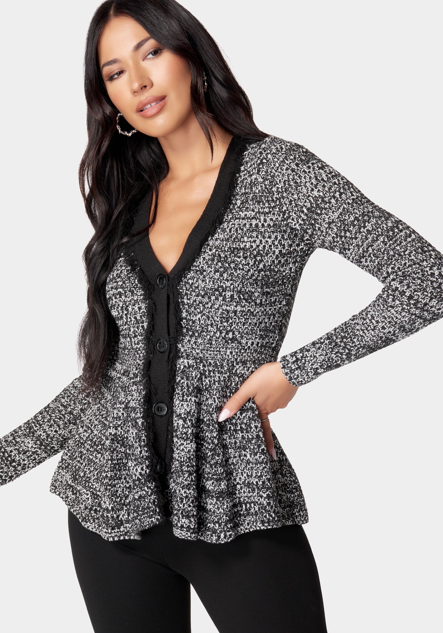 peplum top with cardigan