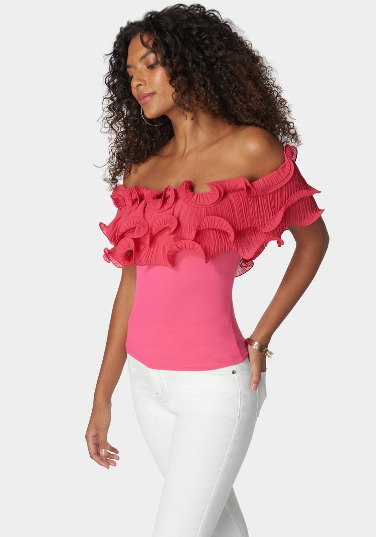 Off Shoulder Ruffle Top | bebe
