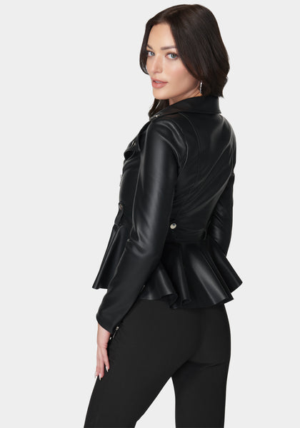 Vegan Leather Moto Peplum Jacket | bebe
