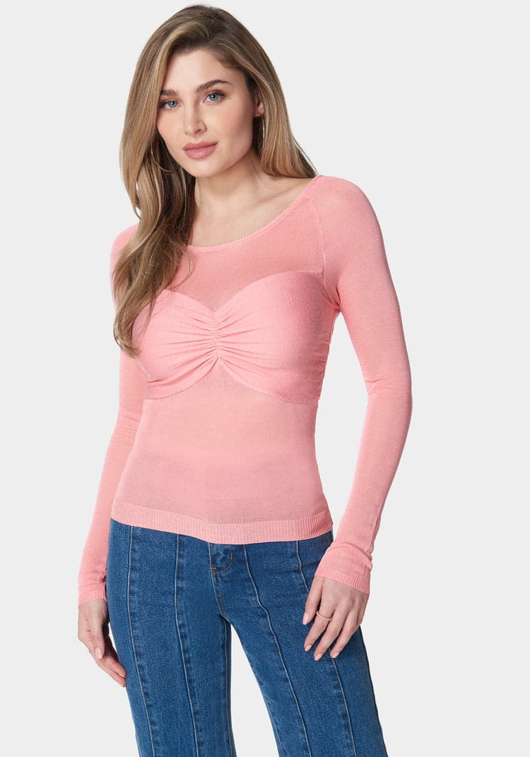 Ruched Bust Long Sleeve Sweater