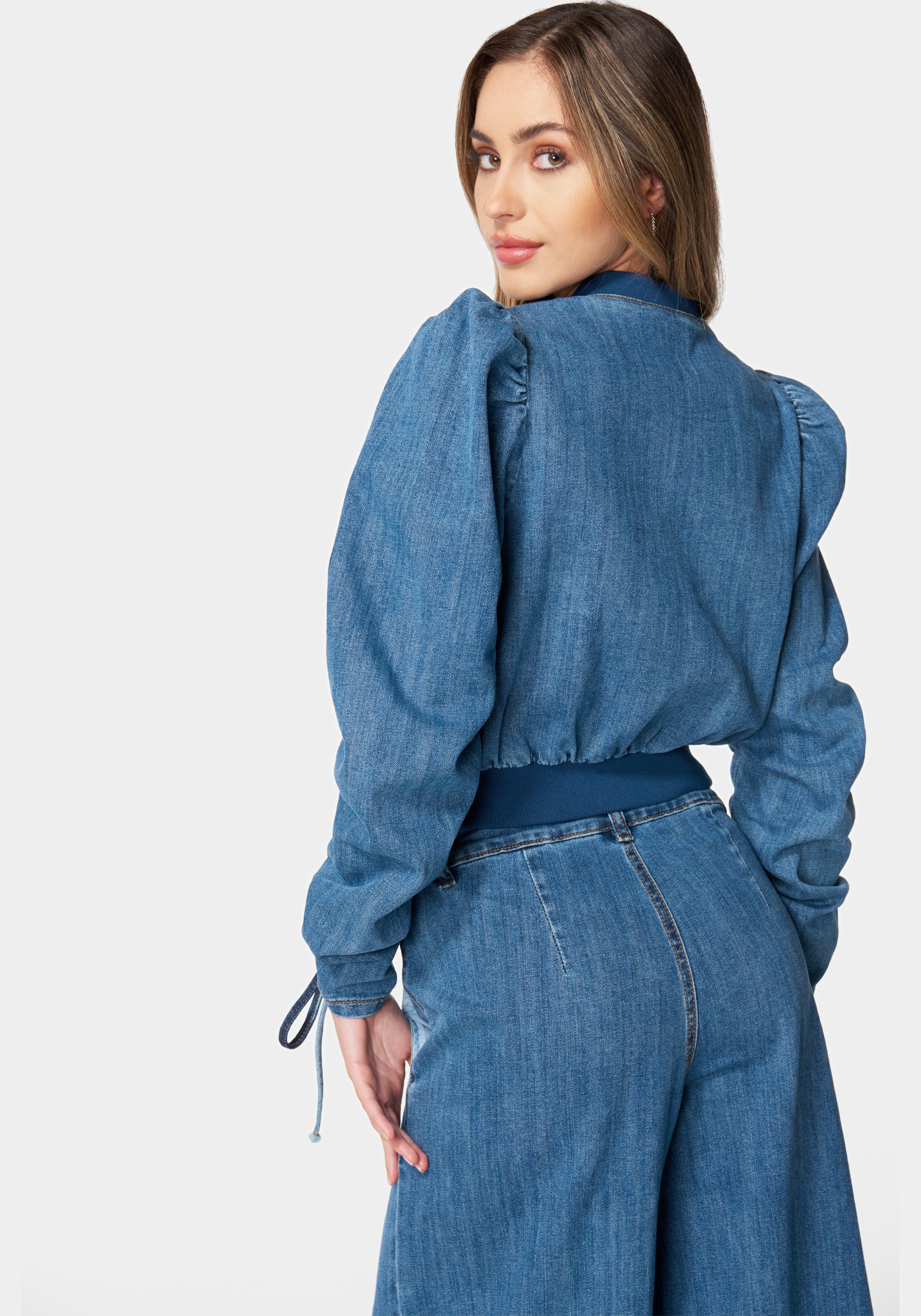 Blue Pockets denim Jacket Zip Up Spring