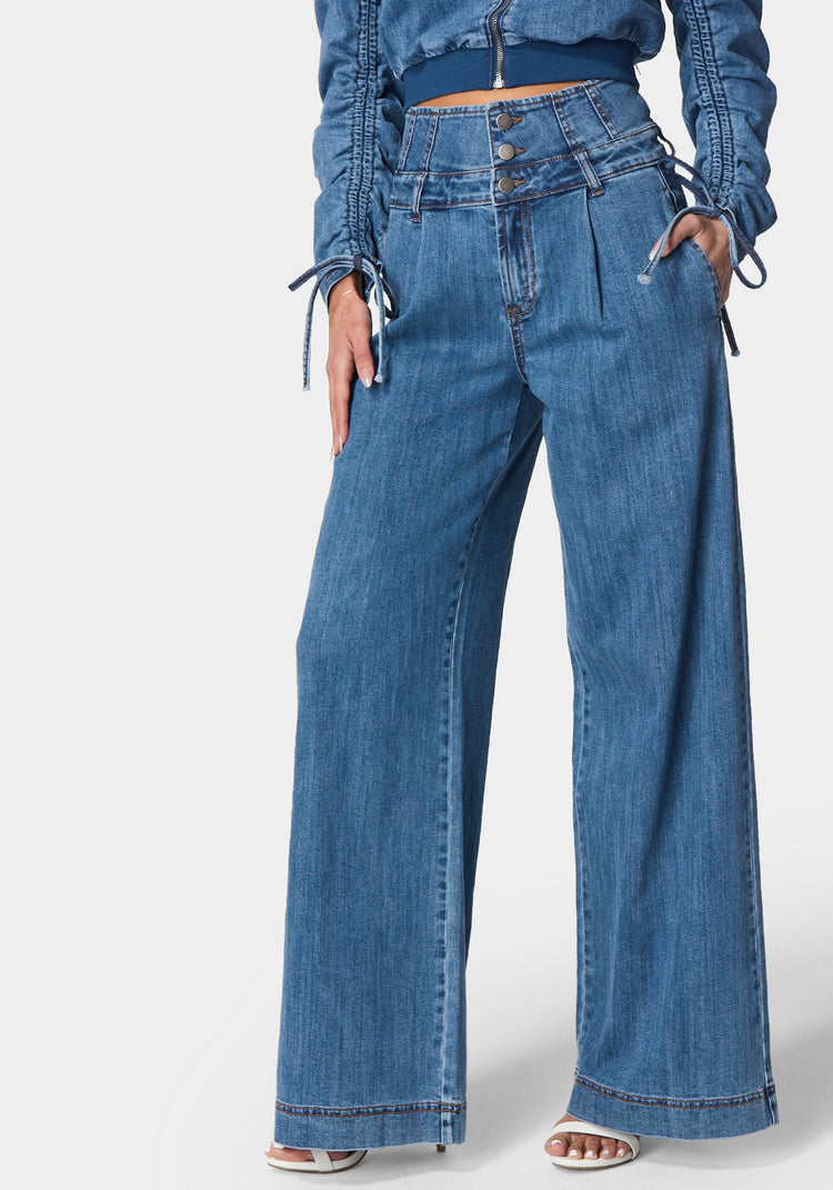 Blue Wide Leg High-Rise Jeans