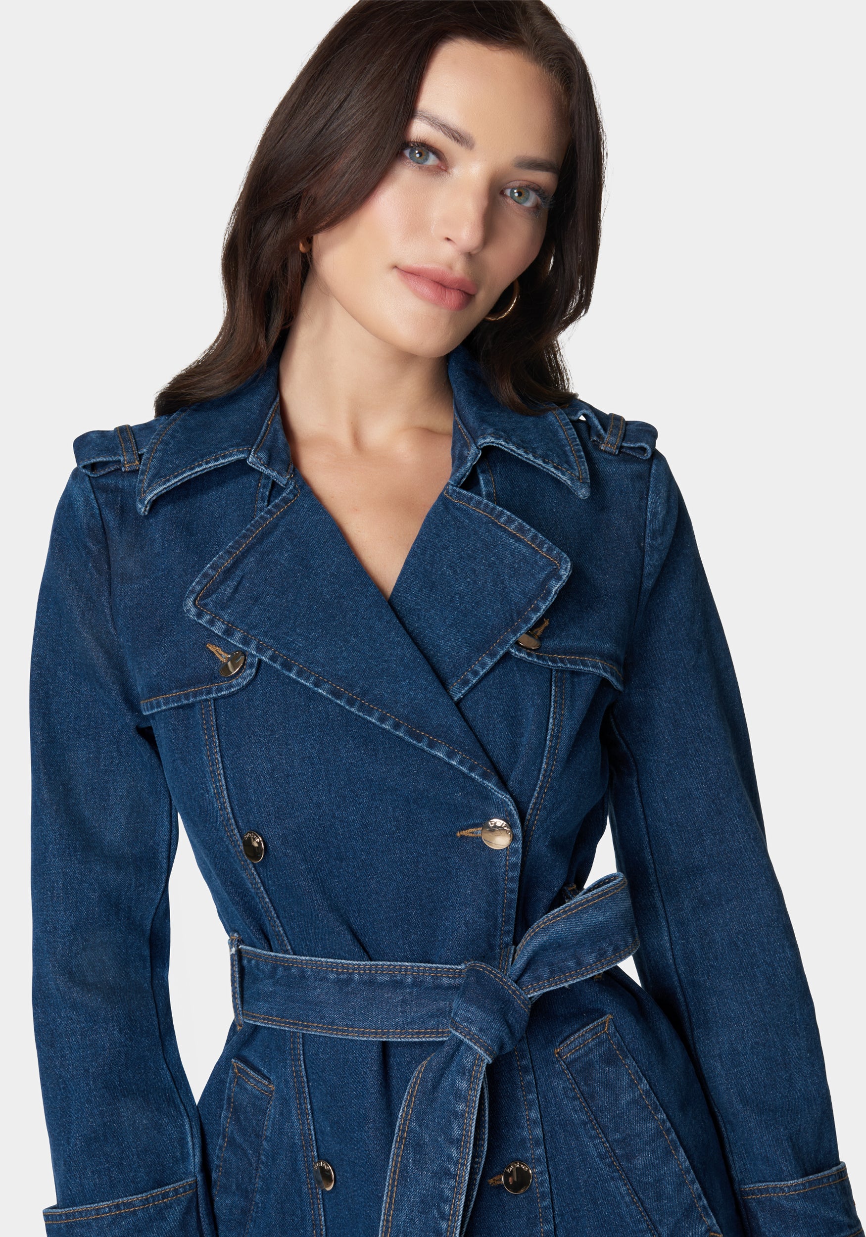 Double Breasted Denim Trench Coat – bebe