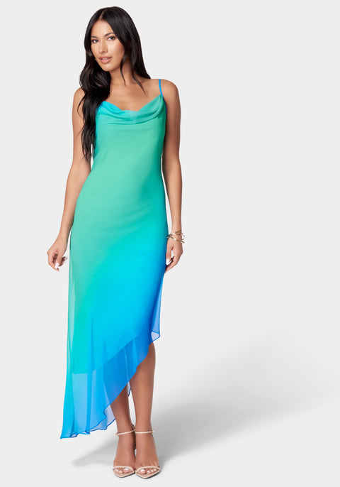 Bebe Women's Asymmetrical Ombre Dress, Medium