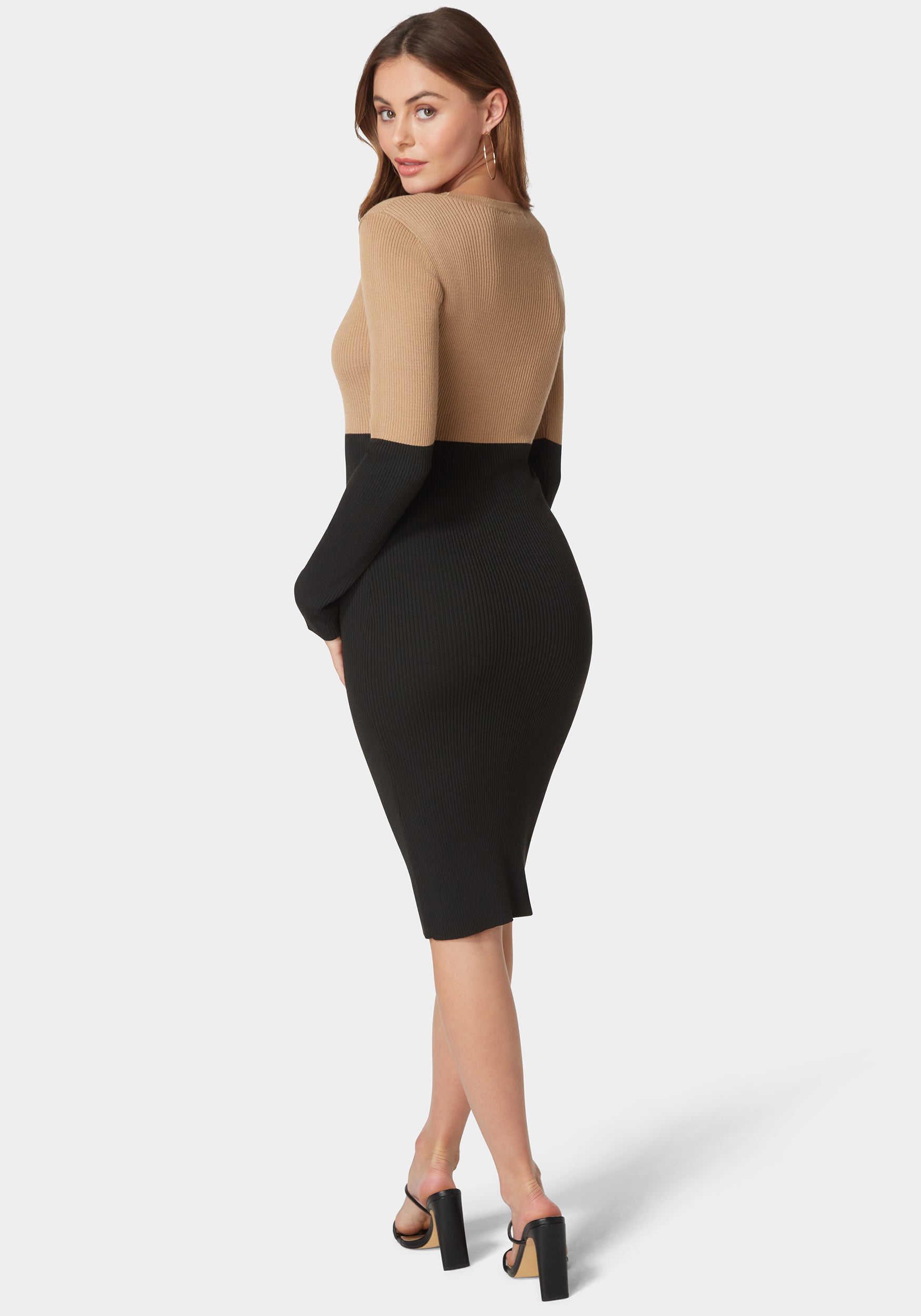 camel sweater dress midi Camel Sweater Midi Dress