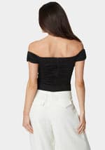 Ruched Cut Out Cold Shoulder Knit Top