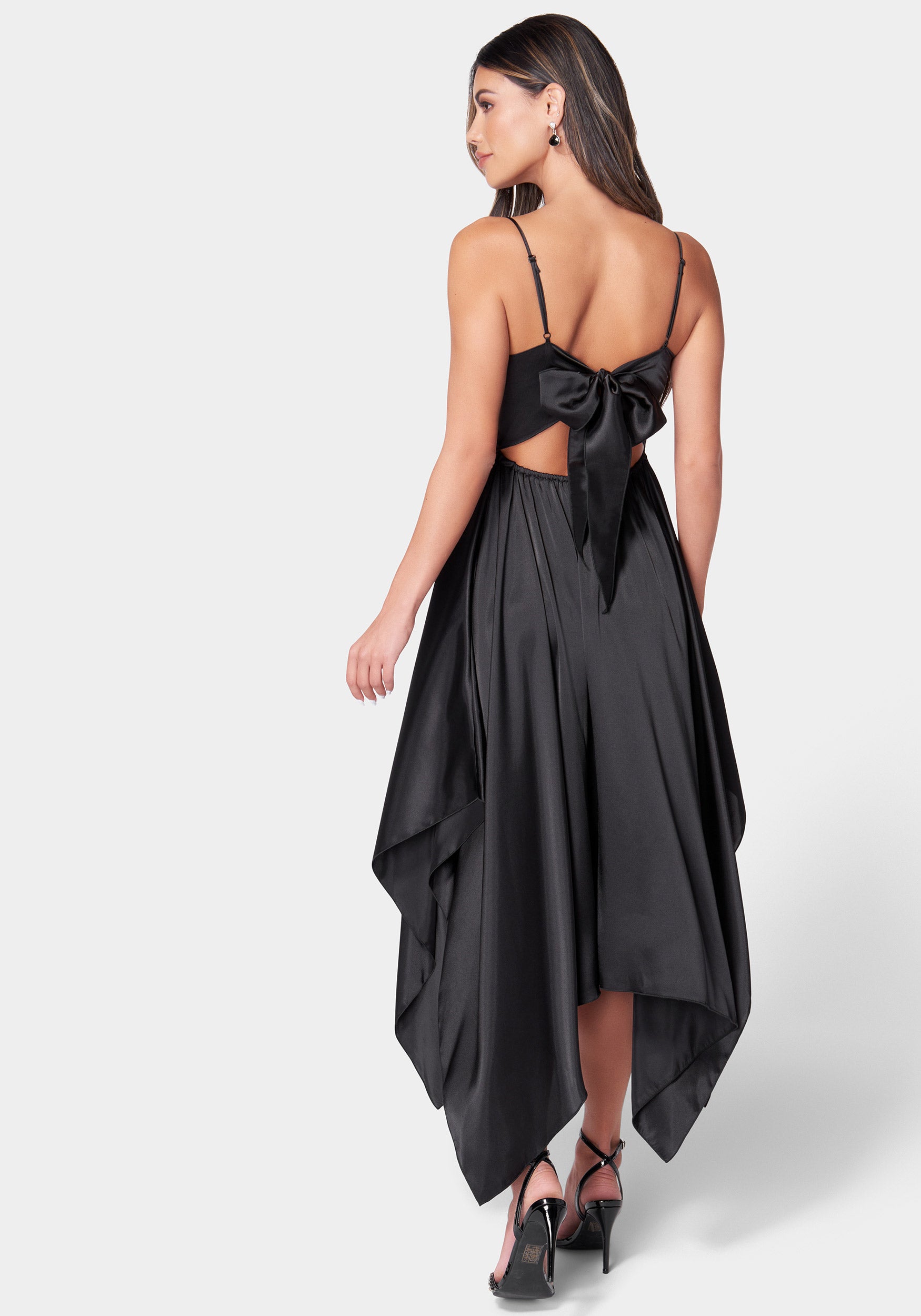 Solid Satin Sharkbite Dress – bebe