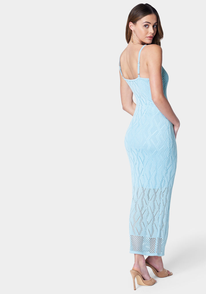 V Neck Midi Crochet Dress
