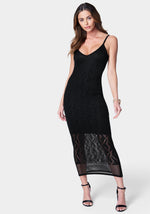 V Neck Midi Crochet Dress