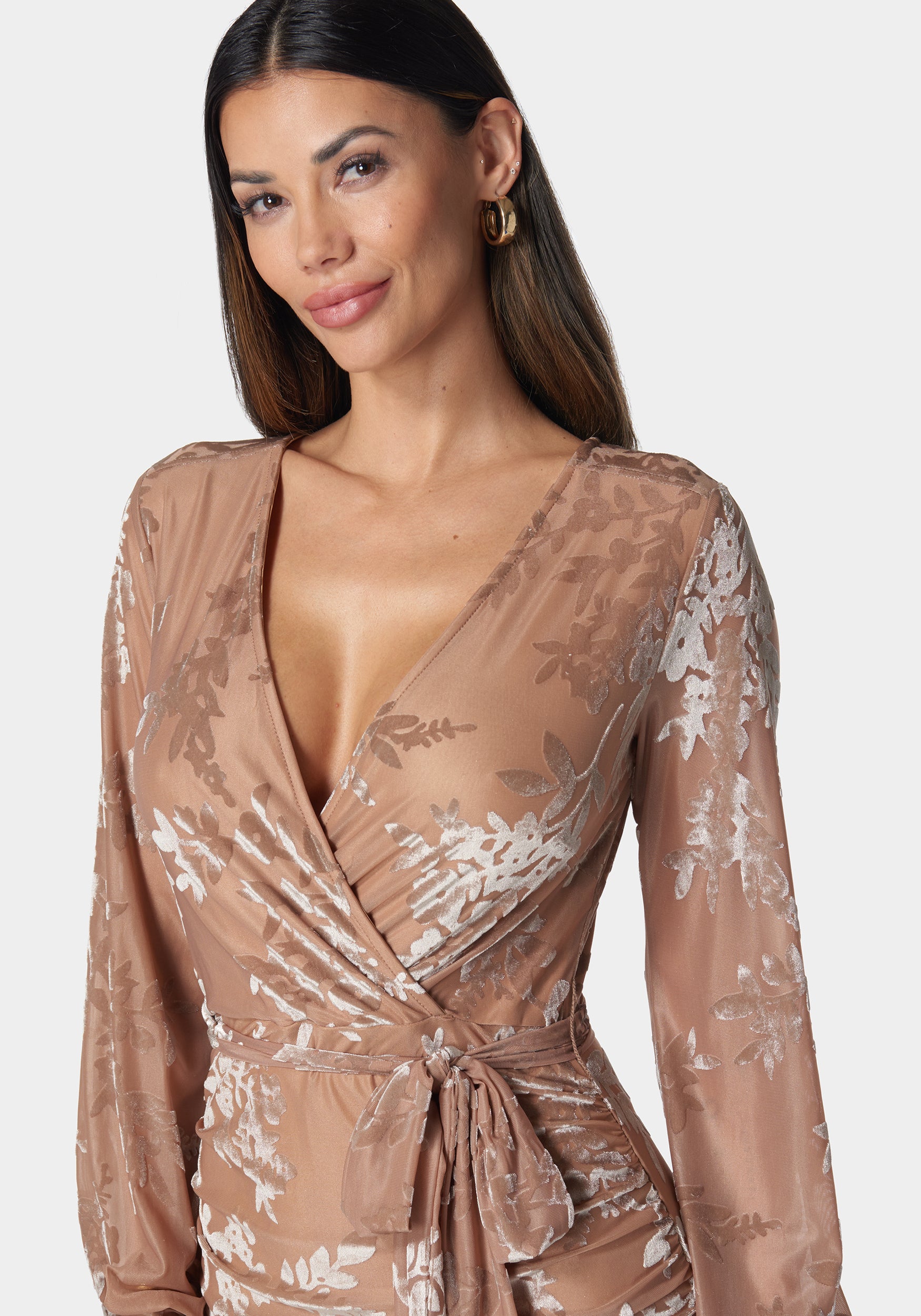 Surplice Burnout Mini Dress – bebe