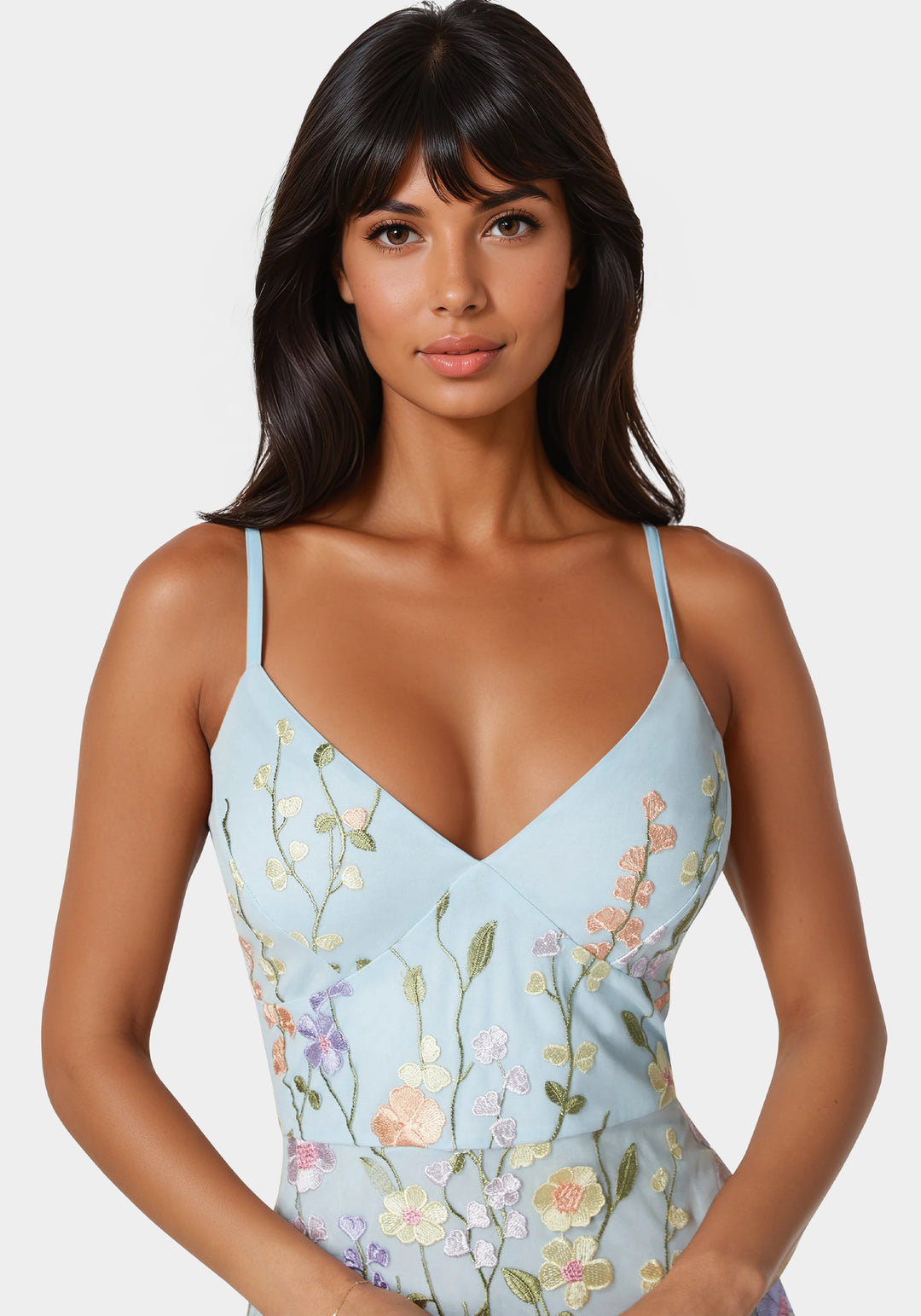 Floral Embroidered Midi Dress bebe Floral Embroidered Midi Dress bebe