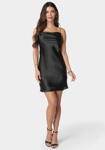 Solid Satin Cowl Neck Dress