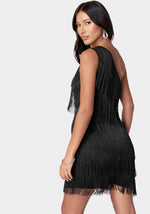 Asymmetrical Tiered Fringe Dress