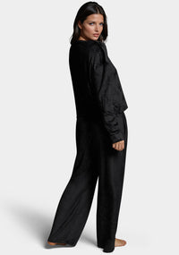 Back View-Velour Pant Set With Mirror Paper-Black Beauty