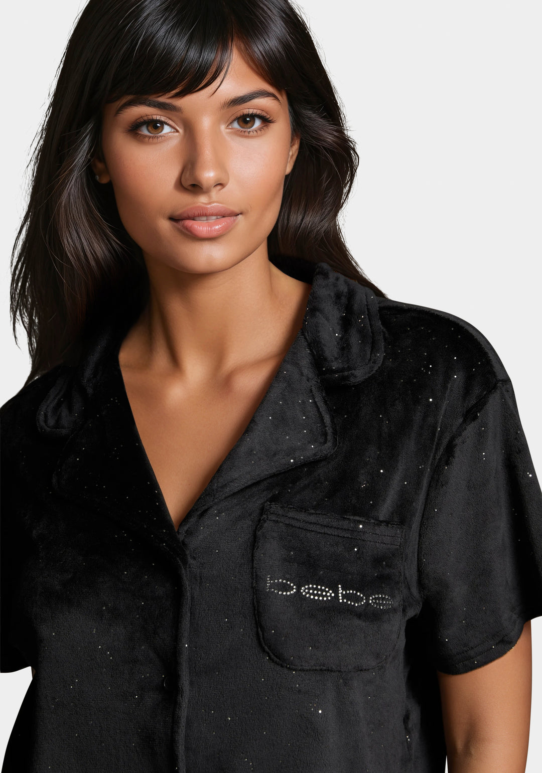 Other View-Mirror Paper Notch Short Sleeve Set-Black Beauty