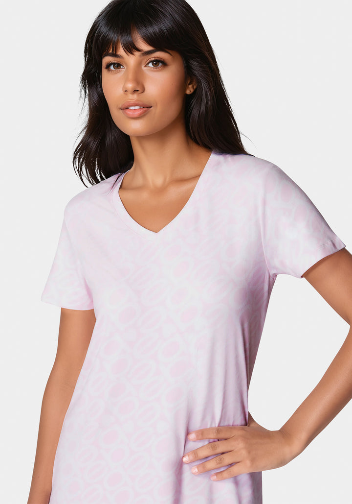 Other View-V-Neck Printed Logo Dormshirts-Light Pink